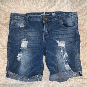 Mid Thigh Blue Jean Shorts